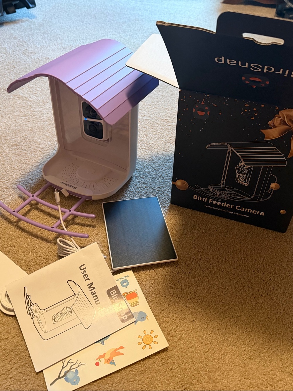 Bird Feeder Camera with Purple Roof